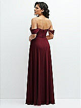Rear View Thumbnail - Cabernet Chiffon Corset Maxi Dress with Removable Off-the-Shoulder Swags