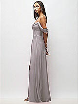 Alt View 5 Thumbnail - Cashmere Gray Chiffon Corset Maxi Dress with Removable Off-the-Shoulder Swags