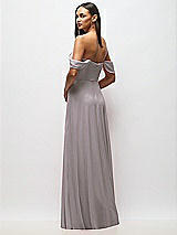 Alt View 6 Thumbnail - Cashmere Gray Chiffon Corset Maxi Dress with Removable Off-the-Shoulder Swags