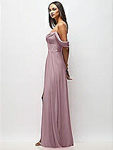 Alt View 5 Thumbnail - Dusty Rose Chiffon Corset Maxi Dress with Removable Off-the-Shoulder Swags