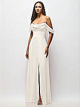Alt View 4 Thumbnail - Ivory Chiffon Corset Maxi Dress with Removable Off-the-Shoulder Swags