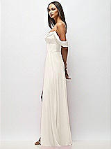 Alt View 5 Thumbnail - Ivory Chiffon Corset Maxi Dress with Removable Off-the-Shoulder Swags