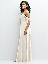 Side View Thumbnail - Ivory Chiffon Corset Maxi Dress with Removable Off-the-Shoulder Swags