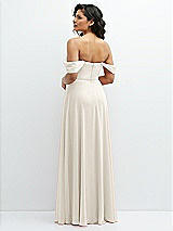 Rear View Thumbnail - Ivory Chiffon Corset Maxi Dress with Removable Off-the-Shoulder Swags