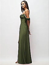 Alt View 5 Thumbnail - Olive Green Chiffon Corset Maxi Dress with Removable Off-the-Shoulder Swags