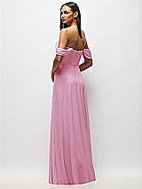 Alt View 6 Thumbnail - Powder Pink Chiffon Corset Maxi Dress with Removable Off-the-Shoulder Swags