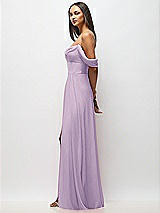Alt View 5 Thumbnail - Pale Purple Chiffon Corset Maxi Dress with Removable Off-the-Shoulder Swags