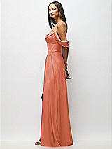Alt View 5 Thumbnail - Terracotta Copper Chiffon Corset Maxi Dress with Removable Off-the-Shoulder Swags