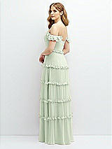 Alt View 3 Thumbnail - Mint Green Tiered Chiffon Maxi A-line Dress with Convertible Ruffle Straps