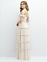 Alt View 3 Thumbnail - Ivory Tiered Chiffon Maxi A-line Dress with Convertible Ruffle Straps