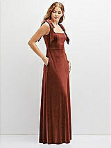 Side View Thumbnail - Auburn Moon Square Neck Velvet Maxi Dress with Bow Shoulders
