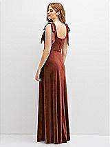Rear View Thumbnail - Auburn Moon Square Neck Velvet Maxi Dress with Bow Shoulders