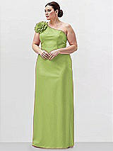 Alt View 1 Thumbnail - Mojito Oversized Flower One-Shoulder Satin Column Dress