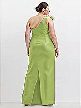 Alt View 2 Thumbnail - Mojito Oversized Flower One-Shoulder Satin Column Dress