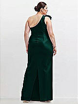 Alt View 2 Thumbnail - Evergreen Oversized Flower One-Shoulder Satin Column Dress