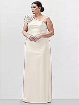 Alt View 1 Thumbnail - Ivory Oversized Flower One-Shoulder Satin Column Dress