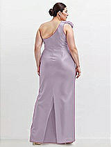 Alt View 2 Thumbnail - Lilac Haze Oversized Flower One-Shoulder Satin Column Dress