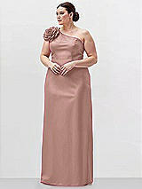 Alt View 1 Thumbnail - Neu Nude Oversized Flower One-Shoulder Satin Column Dress