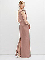 Rear View Thumbnail - Neu Nude Oversized Flower One-Shoulder Satin Column Dress