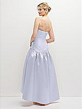 Rear View Thumbnail - Silver Dove Strapless Fitted Satin High Low Dress with Shirred Ballgown Skirt