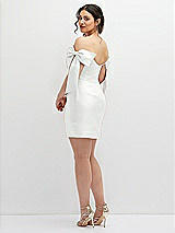 Alt View 4 Thumbnail - White Satin Off-the-Shoulder Bow Corset Fit and Flare Mini Dress