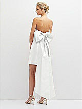 Rear View Thumbnail - White Strapless Satin Column Mini Dress with Oversized Bow