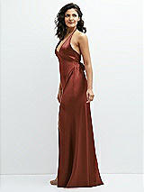 Side View Thumbnail - Auburn Moon Plunge Halter Open-Back Maxi Bias Dress with Low Tie Back