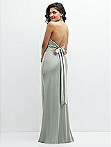 Rear View Thumbnail - Willow Green Plunge Halter Open-Back Maxi Bias Dress with Low Tie Back