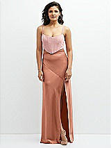Front View Thumbnail - Copper Penny Satin Mix-and-Match High Waist Seamed Bias Skirt