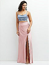 Alt View 1 Thumbnail - Cloudy Satin Mix-and-Match Draped Midriff Top