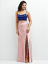 Alt View 1 Thumbnail - Cobalt Blue Satin Mix-and-Match Draped Midriff Top