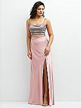 Alt View 1 Thumbnail - Cashmere Gray Satin Mix-and-Match Draped Midriff Top