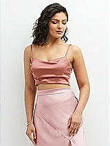 Front View Thumbnail - Desert Rose Satin Mix-and-Match Draped Midriff Top