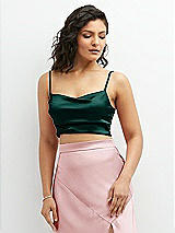 Front View Thumbnail - Evergreen Satin Mix-and-Match Draped Midriff Top