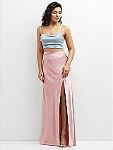 Alt View 1 Thumbnail - Mist Satin Mix-and-Match Draped Midriff Top