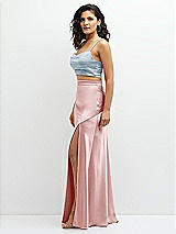 Side View Thumbnail - Mist Satin Mix-and-Match Draped Midriff Top