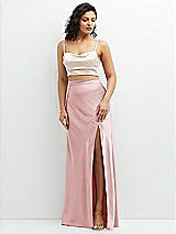 Alt View 1 Thumbnail - Oat Satin Mix-and-Match Draped Midriff Top