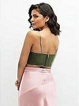 Rear View Thumbnail - Olive Green Satin Mix-and-Match Draped Midriff Top