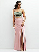 Alt View 1 Thumbnail - Sage Satin Mix-and-Match Draped Midriff Top