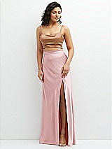 Alt View 1 Thumbnail - Toffee Satin Mix-and-Match Draped Midriff Top