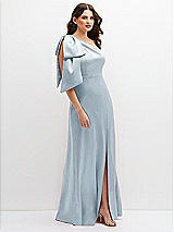 Side View Thumbnail - Mist One-Shoulder Satin Maxi Dress with Chic Oversized Shoulder Bow