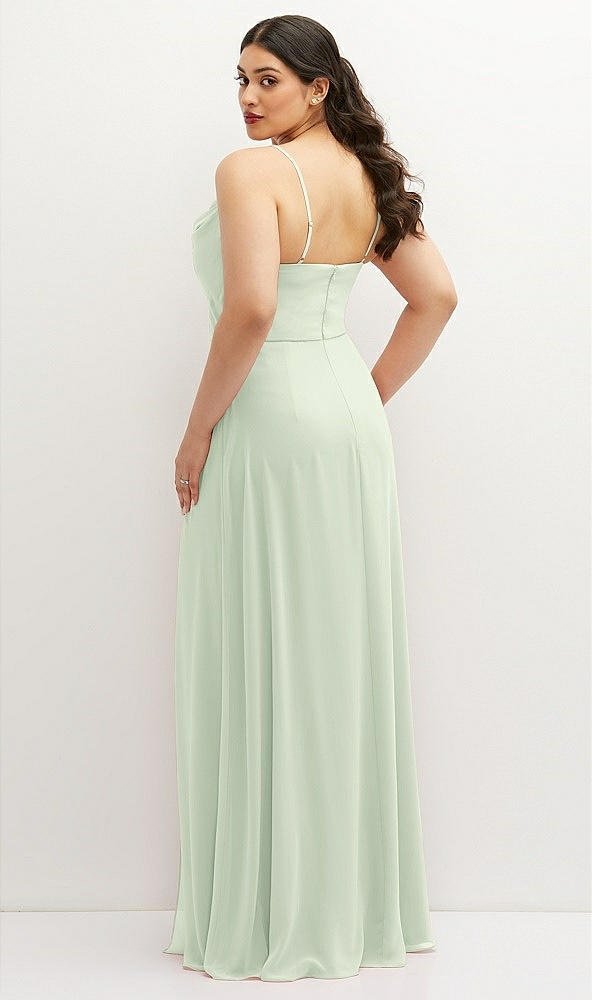 Back View - Mint Green Soft Cowl-Neck A-Line Maxi Dress with Adjustable Straps