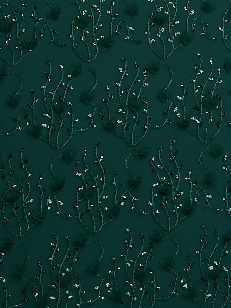 Front View - Evergreen Trellis 3D Sequin Embroidery Fabric by the Yard