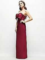 Alt View 3 Thumbnail - Burgundy Strapless Satin Column Maxi Dress with Oversized Handcrafted Bow