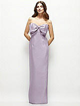 Alt View 2 Thumbnail - Lilac Haze Strapless Satin Column Maxi Dress with Oversized Handcrafted Bow