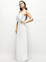 Alt View 3 Thumbnail - White Strapless Satin Column Maxi Dress with Oversized Handcrafted Bow