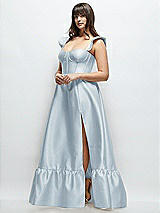 Alt View 2 Thumbnail - Mist Satin Corset Maxi Dress with Ruffle Straps & Skirt