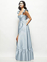 Side View Thumbnail - Mist Satin Corset Maxi Dress with Ruffle Straps & Skirt
