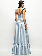 Rear View Thumbnail - Mist Satin Corset Maxi Dress with Ruffle Straps & Skirt