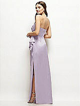 Alt View 3 Thumbnail - Lilac Haze Strapless Draped Skirt Satin Maxi Dress with Cascade Ruffle